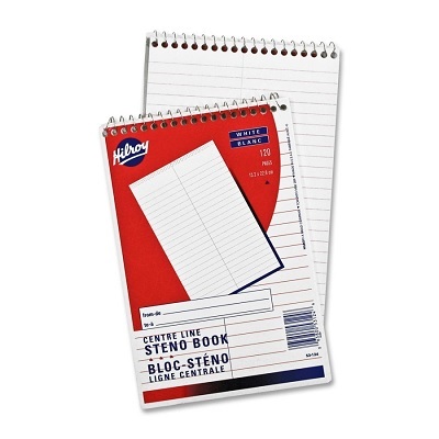 Steno Book-6X9 120 Page White With Center Line