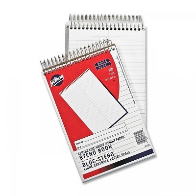 Steno Book-6X9 350 Page White With Center Line