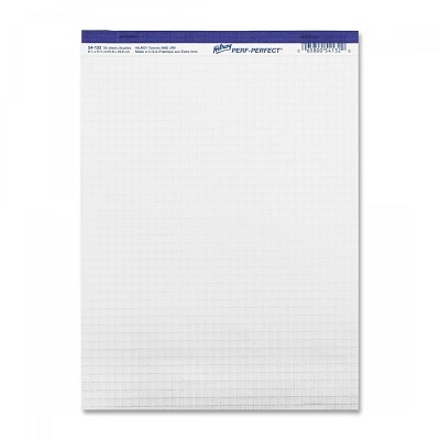 Writing Pad-Perfed, Letter Perf-Perfect 50 Sheet White Quad