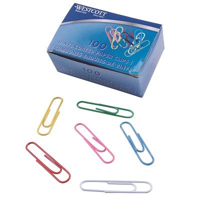 Paper Clips-Vinyl 50Mm 100 Assorted