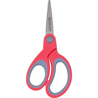Scissors-5", Pointed, Lefty Soft Grip, Red
