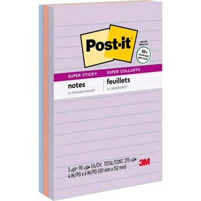 Notes-Post-It, Super Sticky 4X6 Wanderlust Recycled