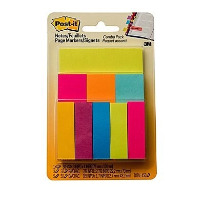 Page Markers/Notes-Post-It Combo, Assorted Sizes And Colours