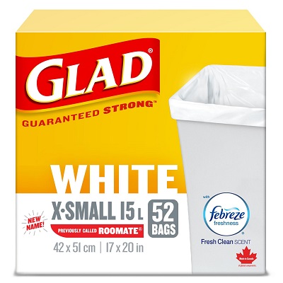 Bags-Garbage, Glad White X-Small 15L 17"X20" 52/Box
