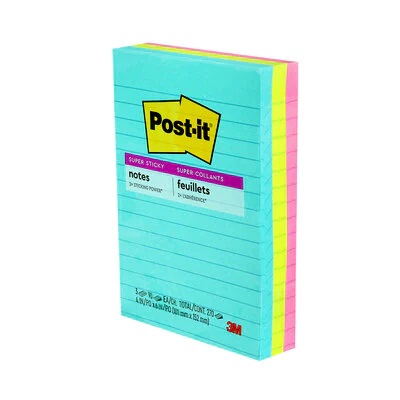 Notes-Post-It, Super Sticky 4X4 Lined Supernova