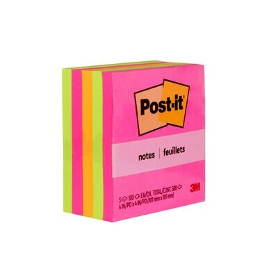 Notes-Post-It, 4" X 4" Poptimistic 5/Pack