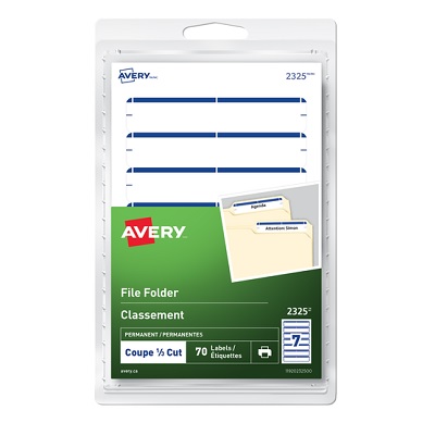 Labels-File Folder Permanent 3-1/2X1/3" Dark Blue 70/Pk