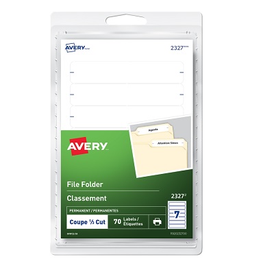 Labels-File Folder Permanent 3-1/2X1/3" White 70/Pk