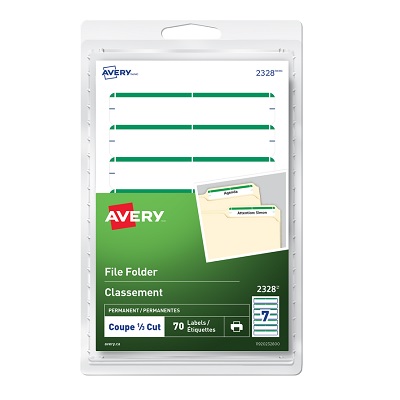 Labels-File Folder Permanent 3-1/2X1/3" Green 70/Pk