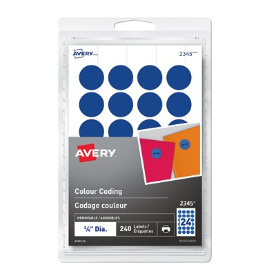 Labels-Colour Code, 3/4" Diameter, Blue 240/Pk