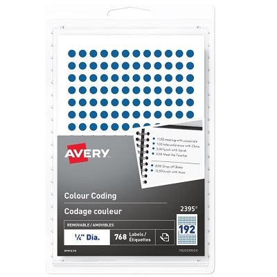 Labels-Colour Code, 1/4" Diameter, Blue 768/Pk