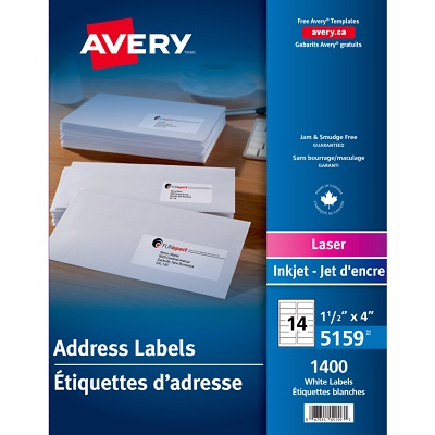 Labels-Address White 1-1/2X4 1400/Box
