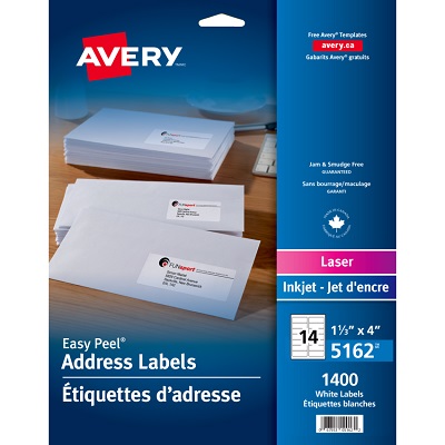 Labels-Address Easy Peel White 1-1/3X4 1400/Box