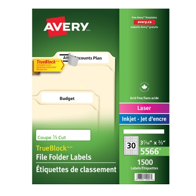 Labels-File Folder Permanent 3-7/16X2/3 White 1500/Box