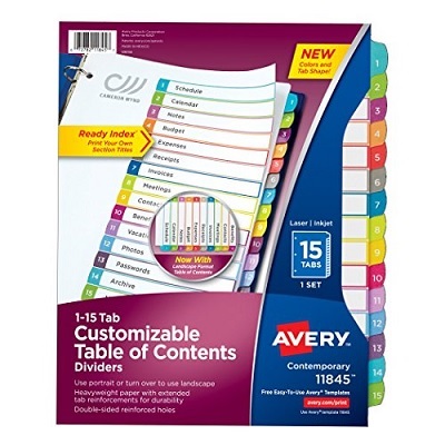 Index Dividers-Ready Index 15 Tab Portrait/Landscape