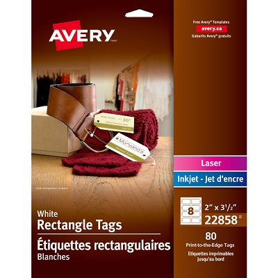 Tags-Marking, Printable 2" X 3-1/2", White, 80/Pack