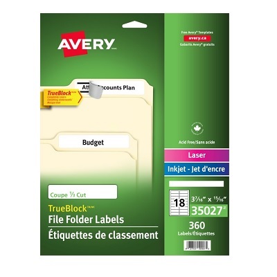 Labels-File Folder Permanent 3-7/16X15/16 White 360/Ev
