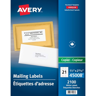 Labels-Address 2-13/16X1-1/2 White 2100/Box