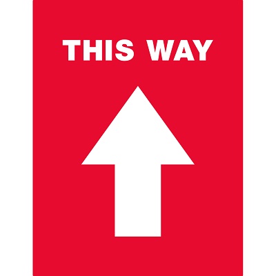 Sign-Social Distancing Floor Sticker Arrow, Red 5/Pack