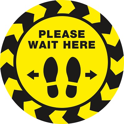 Sign-Social Distancing Floor Sticker 10.5" Yellow 5/Pack