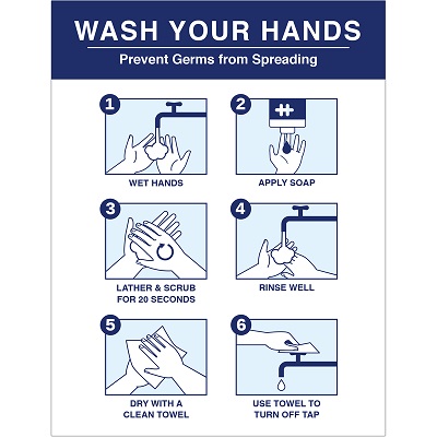 Sign-Wash Your Hands Decals 8.5X11, English 5/Pack