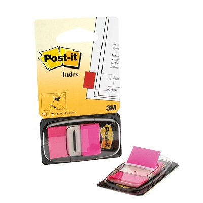 Flags-Post-It, Plain 1X1.7" Bright Pink