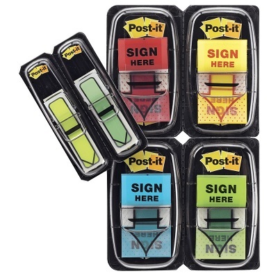 Flags-Post-It, Sign Here And Arrow, Asstd Colours