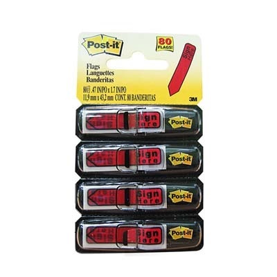 Flags-Post-It, Sign Here, Arrow Red