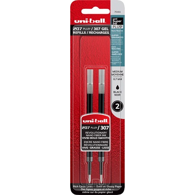 Pen Refill-Uniball 207 Gel Plus 0.7Mm, Black 2/Pack