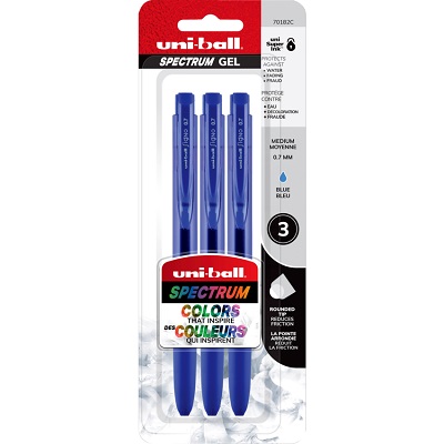 Pen-Retractable, Uni-Ball Spectrum Gel, 0.7Mm Blue 3-Pack