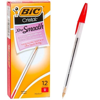 Pen-Stick, Cristal Ballpoint, Medium Red -Ms11C