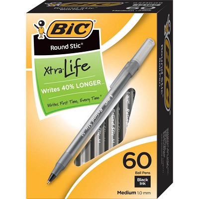 Pen-Stick, Round Stic Ballpoint, Medium Black 60/Box -Gsm609