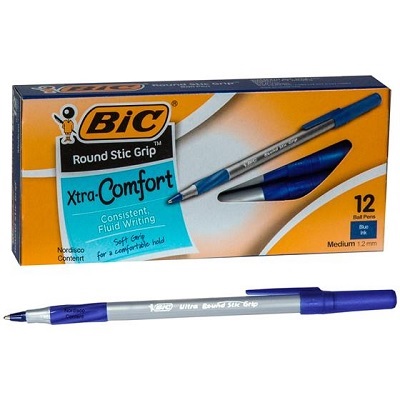 Pen-Stick, Round Stic Grip Ballpoint, Medium Blue-Gsmg11