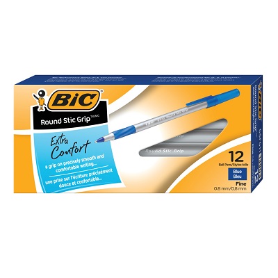 Pen-Stick, Round Stic Grip Ballpoint, Fine Blue-Gsfg11