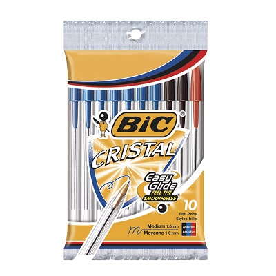 Pen-Stick, Cristal Ballpoint, Medium 10 Assorted -Msp101