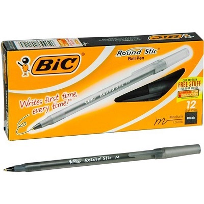 Pen-Stick, Round Stic Ballpoint, Medium Black -Gsm11
