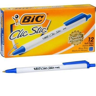 Pen-Retractable, Clic Stic Ballpoint, Medium Blue -Csm11,12/pk
