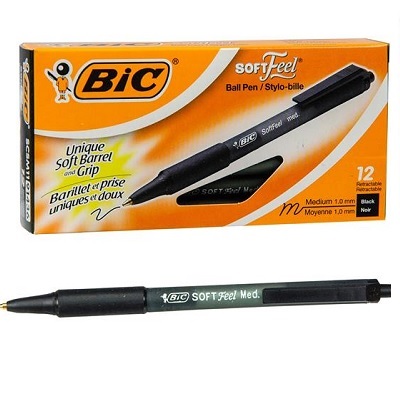 Pen-Retractable, Softfeel Disposable Medium Black -Scsm11,12/pk