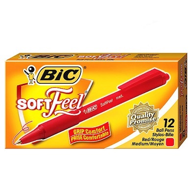 Pen-Retractable, Softfeel Disposable Medium Red -Scsm11,12/pk