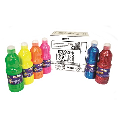 Paint-Tempera 473Ml Bottle, 4 Neon + 1 Metallic + 1 Glitter