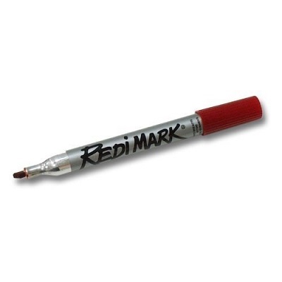 Marker-Permanent, Redimark Chisel Tip, Red,12/pk