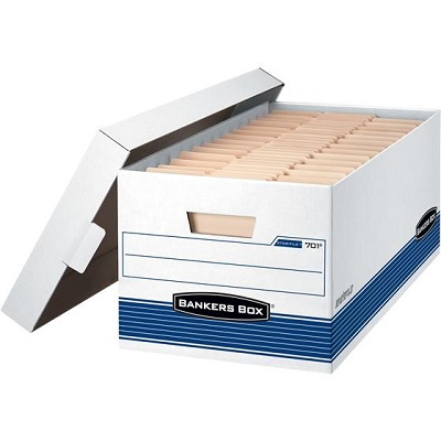 File Box-Stor/File Letter, 24" Deep, White/Blue