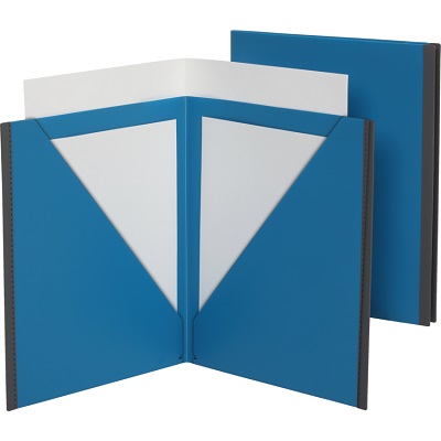 File Folder-3 Pocket 12X9-3/4", Olympic Blue/Charcoal 12/Pk