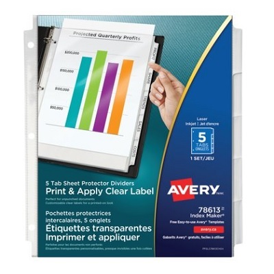 Index Dividers/Sheet Protectors-Index Maker, 5 Tabs