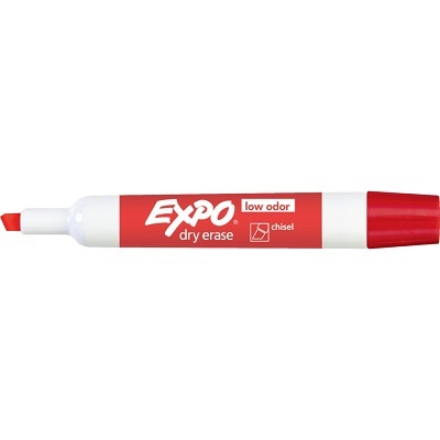 Marker-Dry Erase, Expo Low Odour, Chisel Red (1825971,),12/pk