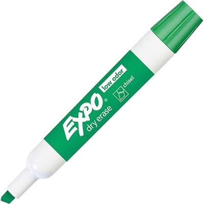 Marker-Dry Erase, Expo Low Odour, Chisel Green (1825973),12/pk