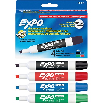 Marker Set-Dry Erase, Expo Low Odour, Chisel 4-Col.(1825974)