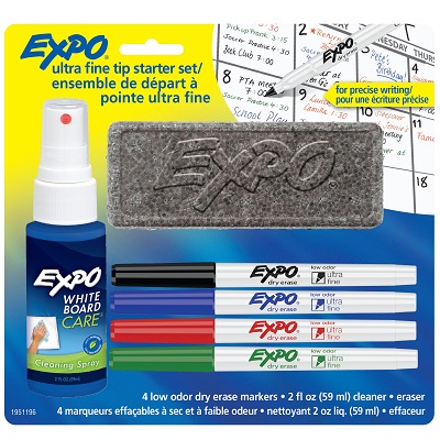 Marker Set-Dry Erase, Expo Low Odour Starter, Fine Tip