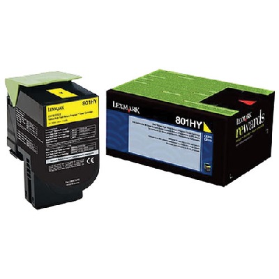 Laser Toner-Lexmark #801Hy Yellow High Yield, Return Program