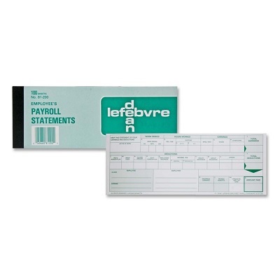 Payroll Statement Pad-Employee, 100 Singles, English